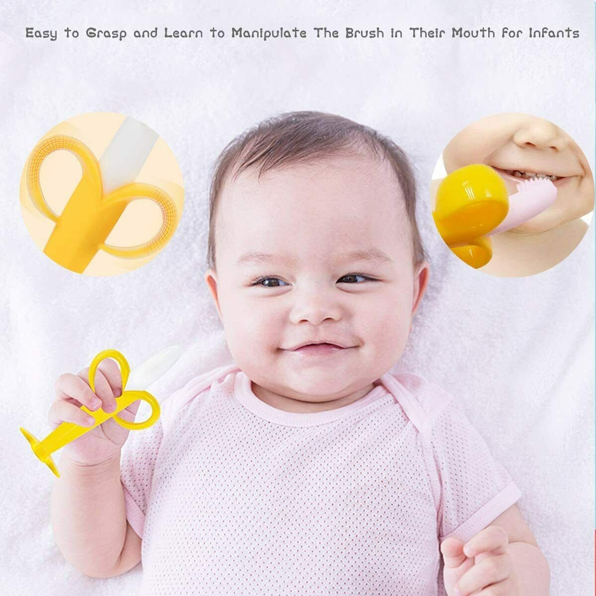 Baby Banana Teething Toothbrush, Training Teether For Infants, Silicone Pain Relief Teether Baby Banana Teething Toothbrush, Training Teether For Infants, Silicone Pain Relief Teether